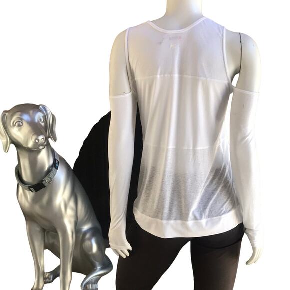 Zella White Cold Shoulder Sheer Long Sleeve Athletic Top Women's Size Small - Picture 2 of 7